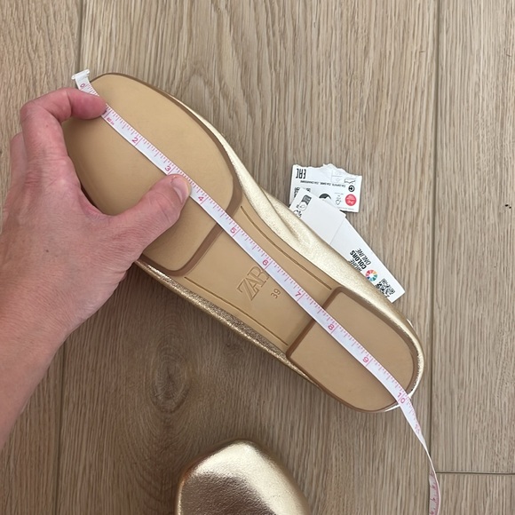 Zara Gold Metallic Square Toe Ballet Flats - Picture 9 of 9